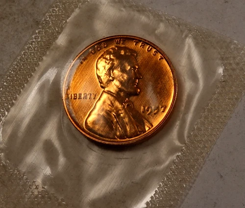 1957 Lincoln Wheat Cent Penny * Gem Proof Red * SEALED IN MINT CELLO * XXW222