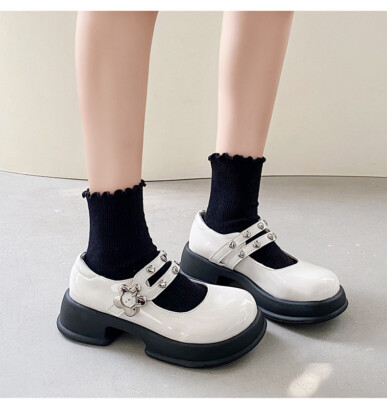Women Japanese Style Mary Janes Pu Leather Shoes Retro Thick Sole