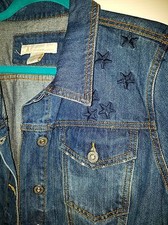 Jean Jacket Embellished W/stars Catherine Malandrino Denim Women Large Patriot