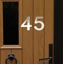 Stick-On House Numbers - No 45 - Stainless Steel - 10cm - Door, Fence, Gate