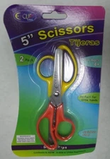 5" Blunt Tip Children's Safety Scissors - Stainless Steel, 2 Pack. Kids Age 4+ 