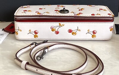 NWT COACH 1941 CHALK/MULTI LEATHER DINKY WITH CHERRIES PRINT