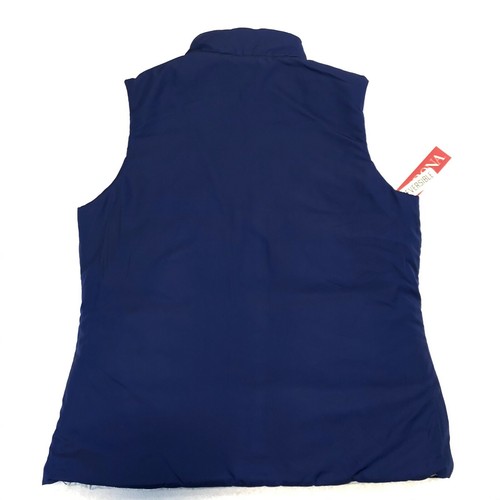 Merona Navy Blue & Light Gray Reversible Women’s Full Zip Up Puffer Vest Size S - Picture 9 of 12