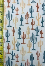 Cacti Dear Stella Fabric desert cactus orange navy south west Stella-D2958