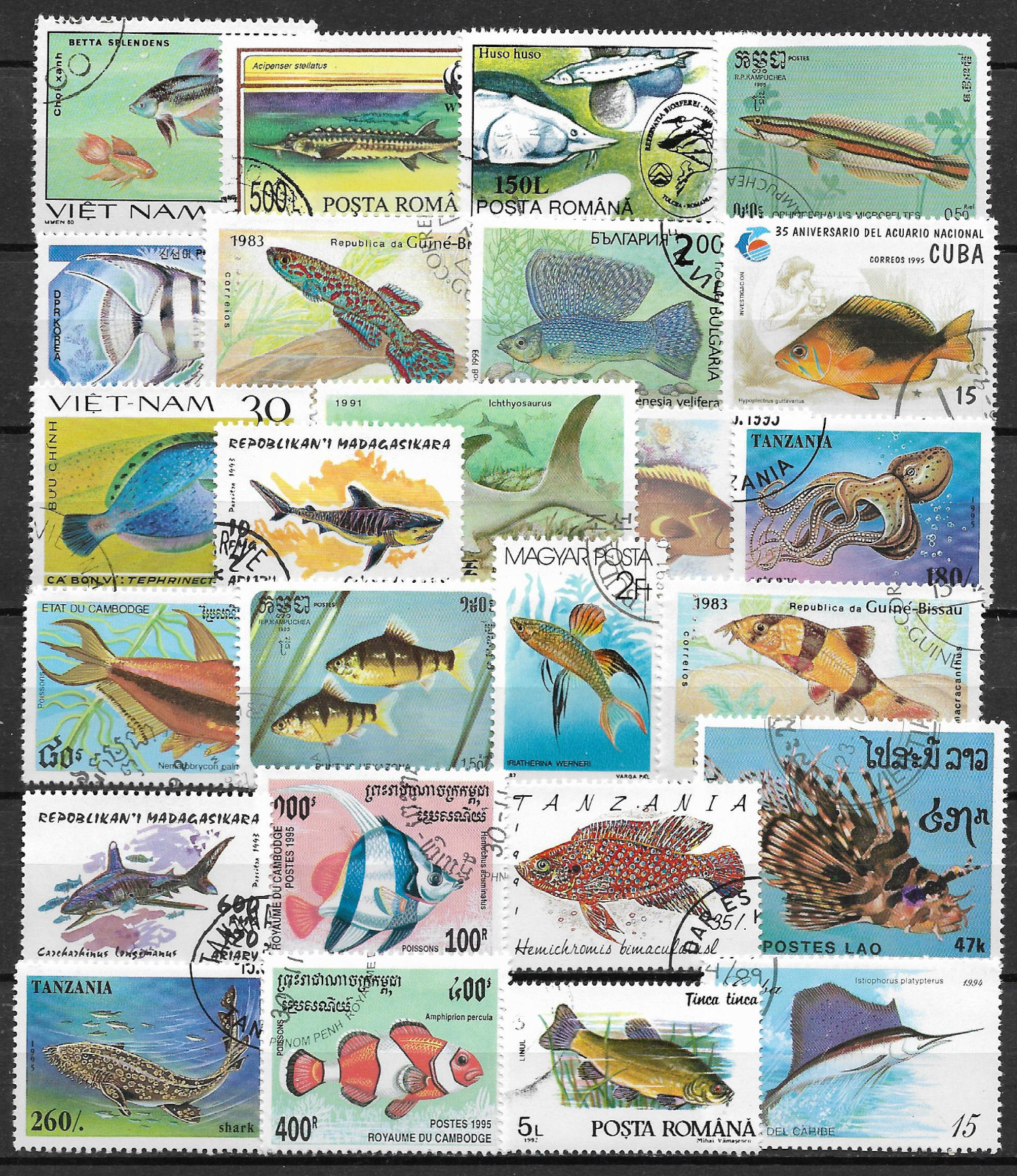 FISH Collection Packet 25 Different Stamps (Lot 2)