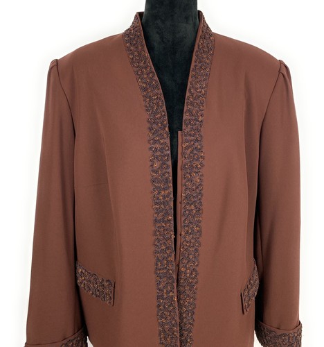 Blazer para mujer John Meyer marrón embellecido talla 22W - Imagen 2 de 9