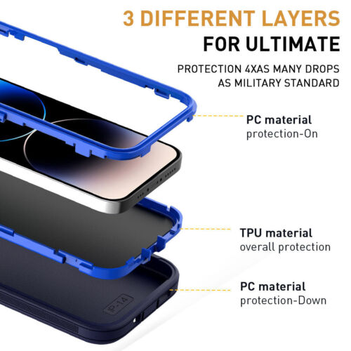For iPhone 15 14 13 12 11 Pro Max XS XR Shockproof Case Cover + Screen Protector - Photo 7 sur 52