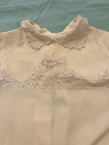 Vintage Damen Spitzenbluse 1940er-1950er - Spitze, Crape, Ecru, 34 Malbe Etikett - Bild 2 von 12