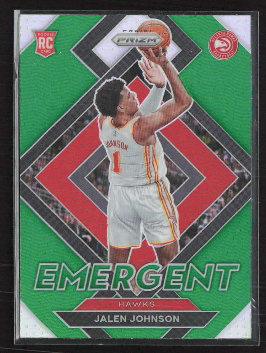 2021-22 Panini Prizm #18 Jalen Johnson Emergent Prizms Green Atlanta Hawks (JB)