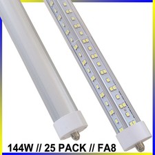 8Foot Led Shop Light 144W 8FT FA8 T8 Single Pin 8' Led Tube Light 18000LM 25P