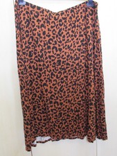 Bonmarche rust brown and black leopard print skirt, size 18, elasticated waist