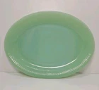 VTG Fire-King Jadeite Green Milk Glass Oval Platter 12" x 9" USA Oven Ware