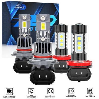 For 2011-2015 Lincoln MKX Combo 4X 6000K LED Headlight Hi/Lo + Fog Light Bulbs
