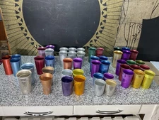 (48) Vintage Anodized Aluminum Tumblers Cups MCM Retro Rainbow Atomic
