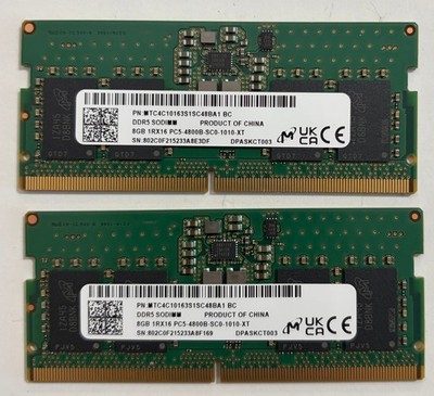 Micron 16GB (2x8GB) DDR5 RAM Kit MTC4C10163S1SC48BA1 4800MHz PC5-4800B  - SODIMM