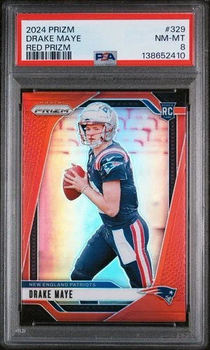 2024 NFL Prizm Drake Maye Retail True Red Case Hit SSP - PSA 8
