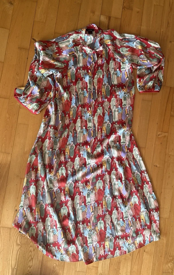 Natori Size Large Dynasty Caftan Mandarin Collar Asian Inspired Luxury Sleepwear - Image 4 of 4