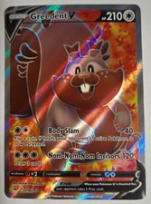 2021 Pokemon Greedent V #256/264 NM Rare Full Art Hologram Fusion Strike HP 210