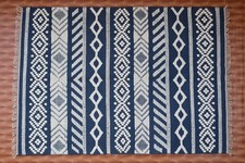 Wool Hand Woven Home Decor Rug 5x7 Afghan Kilim Blue Flat Weave