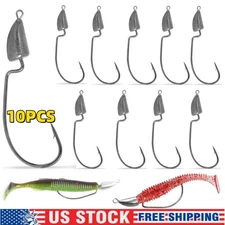 10PCS Bullet Jig Heads Weighted Texas Rig Hooks Weedless Swimbait Hooks Bass US