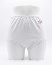 Ladies / Women 100% Cotton Interlock Cuff Leg Briefs in White (Made in UK)