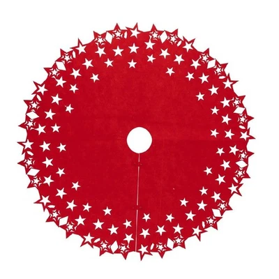 Tapis de Sapin Déco "Etoiles" 100cm Rouge - Photo 1/2