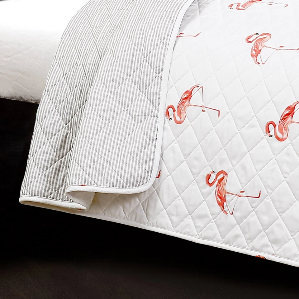 Kelly Flamingo Edredón Reversible Juego de Ropa de Cama 3 Piezas con Fundas de Almohada, King,... Foto 4 de 4