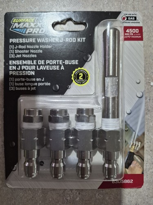 #ad Surface Maxx Pro J Rod Kit for Gas Pressure Washer 4500 PSI 4 Metal Nozzles $45.00