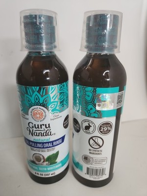GuruNanda Coconut Mint Oil Pulling Mouthwash - Essential Oils 8 oz (2-PACK