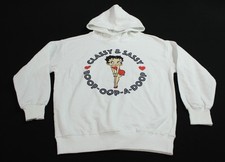 Betty Boop Women's Classy  Sassy Graphic Pullover Hoodie EH6 White Medium