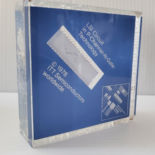 VTG 1978 ITT Semiconductors Large Scale Integration LSI Paperweight w/Crazing