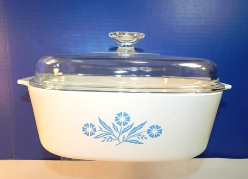 Vintage Corning Ware Blue Cornflower 4 Qt Casserole A-24-B w Lid Pyrex USA