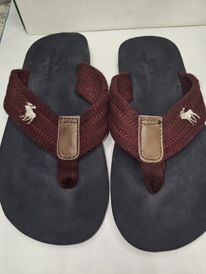 Abercrombie Fitch A&F Mens Flip Flops Navy/maroon Size 12-13 Pre-owned *Rare*