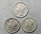 Lot of 3: Mercury Dimes 1936-S / 38-P / 45-P  /  Fine