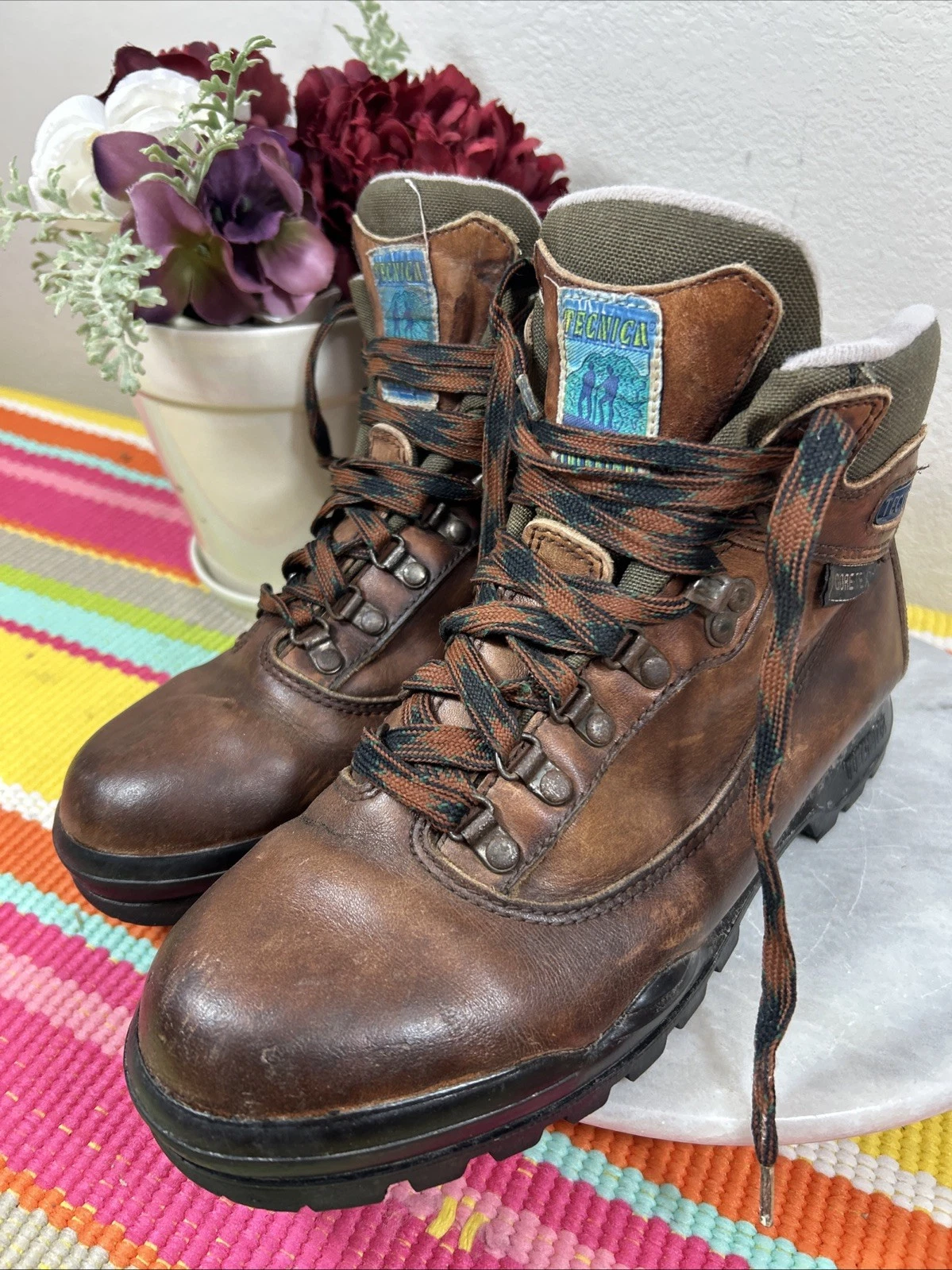 TECNICA Acadia Trekking Brown Leather Hiking Goretex Trail Boots Men’s Size 9.5