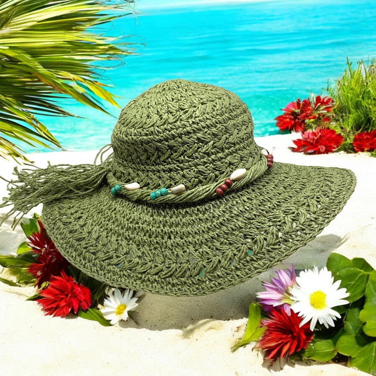 Green Straw Hats for Women | eBay display picture 1