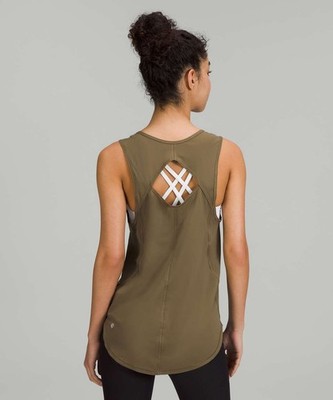 Lululemon Sculpt Tank Top 4 Vimy Green Mesh Yoga Gym Keyhole Back