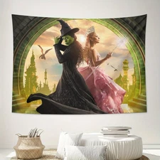 ZLIENSZUS Wicked the Musical Wall Hanging Tapestry - Elphaba & Glinda Art, 100%
