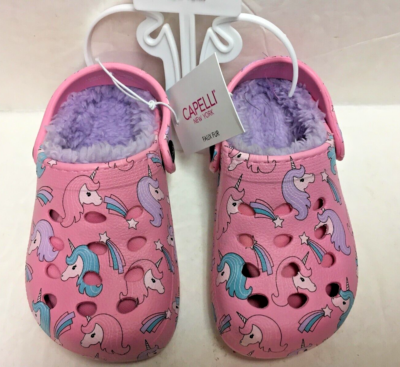 Capelli New York Pink Croc Unicorn Clog Shoe Faux Fur Lined CNY