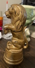 Vintage AC Williams Cast Iron Still Coin Bank Circus Lion On Drum painted