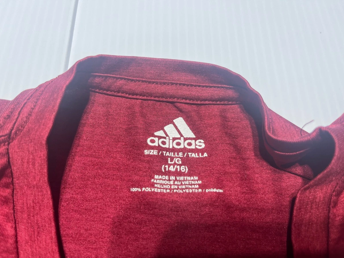Adidas TShirt Size L Kids Red Shortsleeve Round Neck Sport Activewear Logo X14