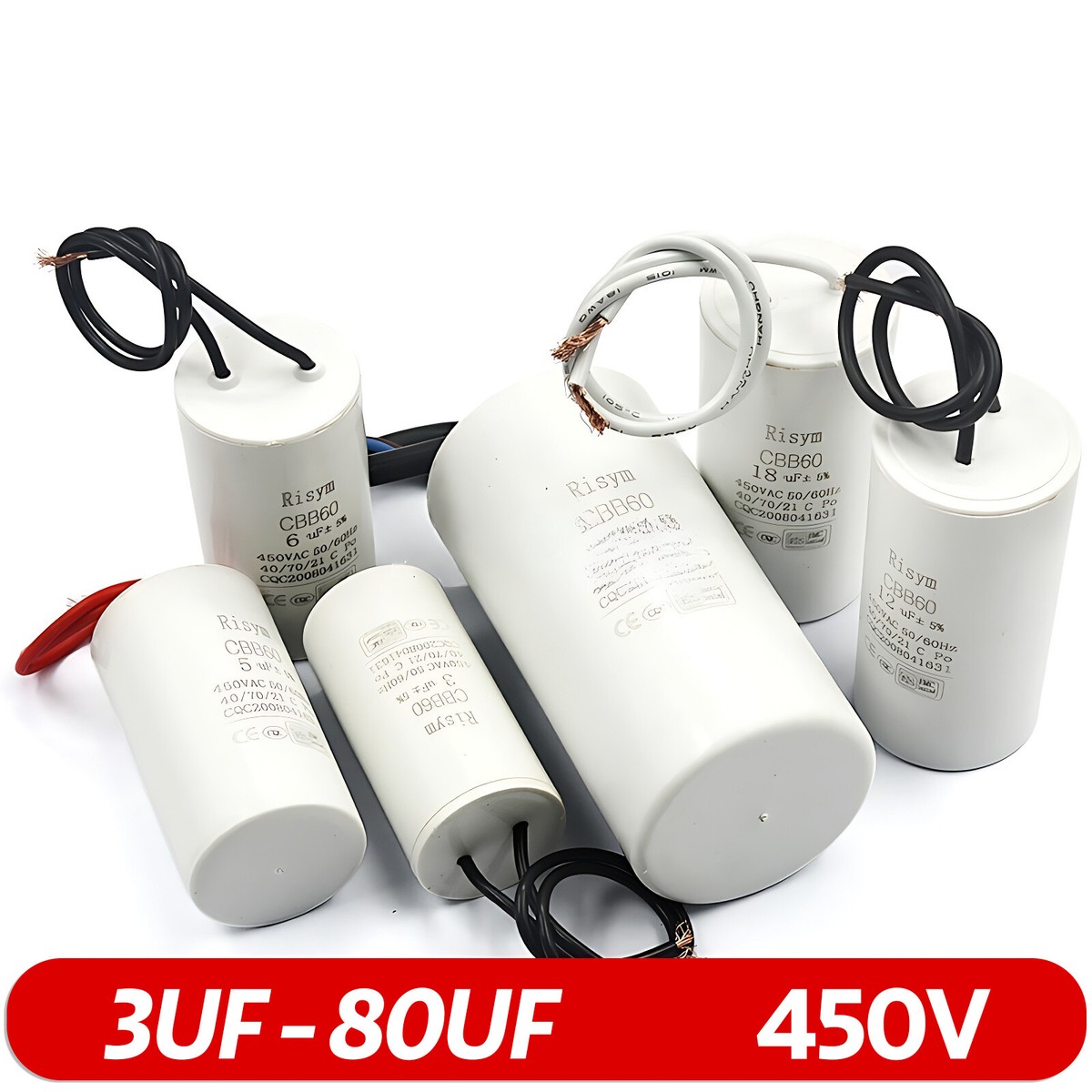 Condensateur CBB60 80µF 450V – Pour Moteurs, Pompes – Garantie 10 Ans – Marque MONTERAL