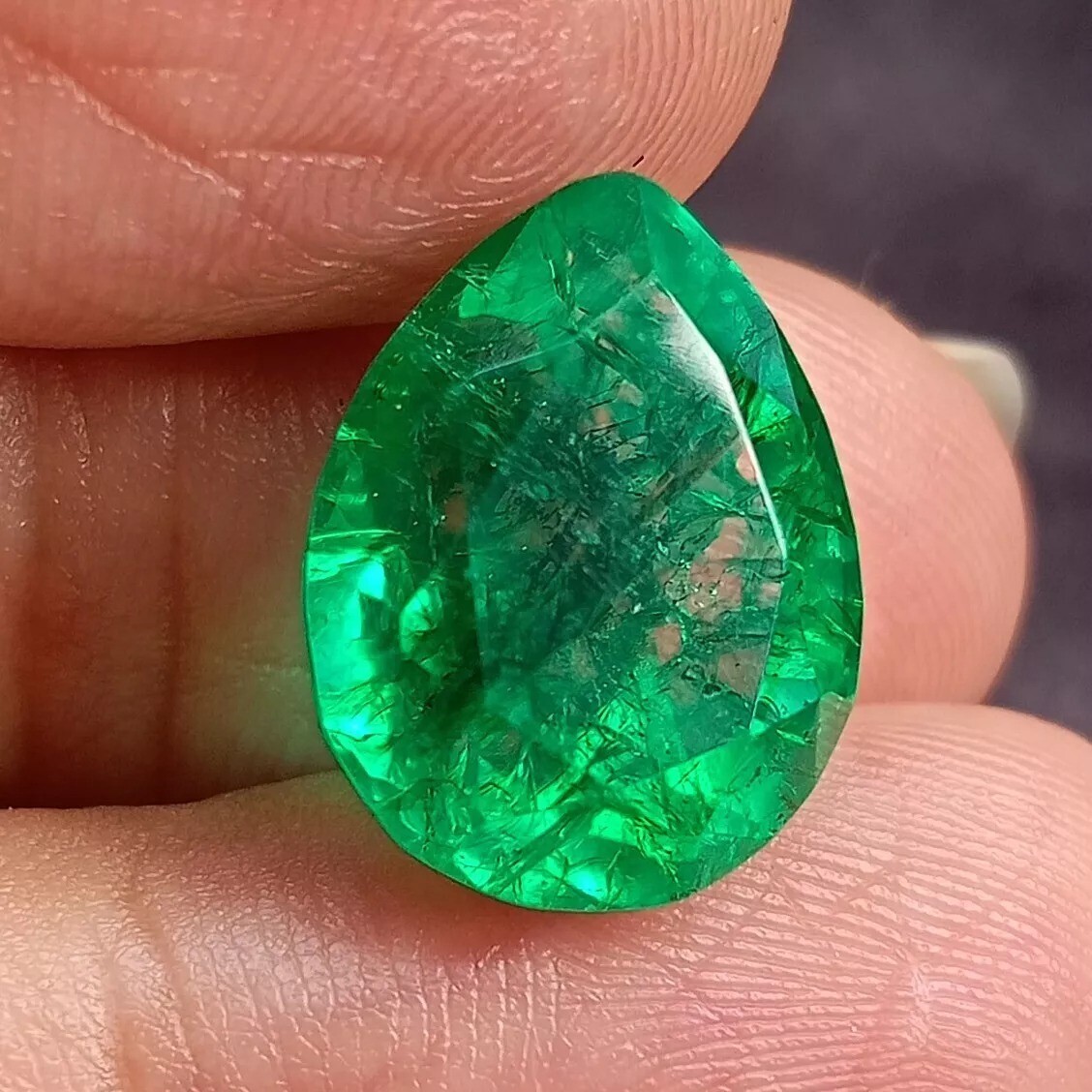 Stunning 12-14 Ct Natural Pear Cut Zambian Emerald Loose Gemstone EGL Certified