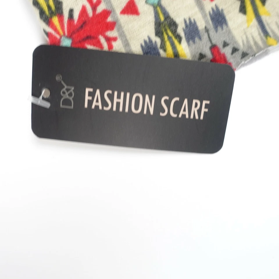 Bufanda de moda reversible con patrón envejecido azteca gris rojo amarillo D&Y 62" x 15" Foto 3 de 4