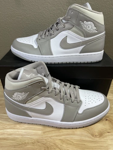 Nike Air Jordan 1 Mid  "Linen" Light Bone White 554724-082 - Men's Size 9.5