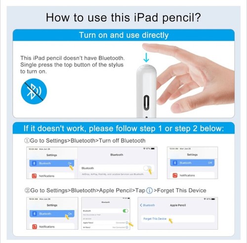 Stylus Pen for Apple iPad Pencil with Palm Rejection, Quick Charge, White - Picture 8 of 9