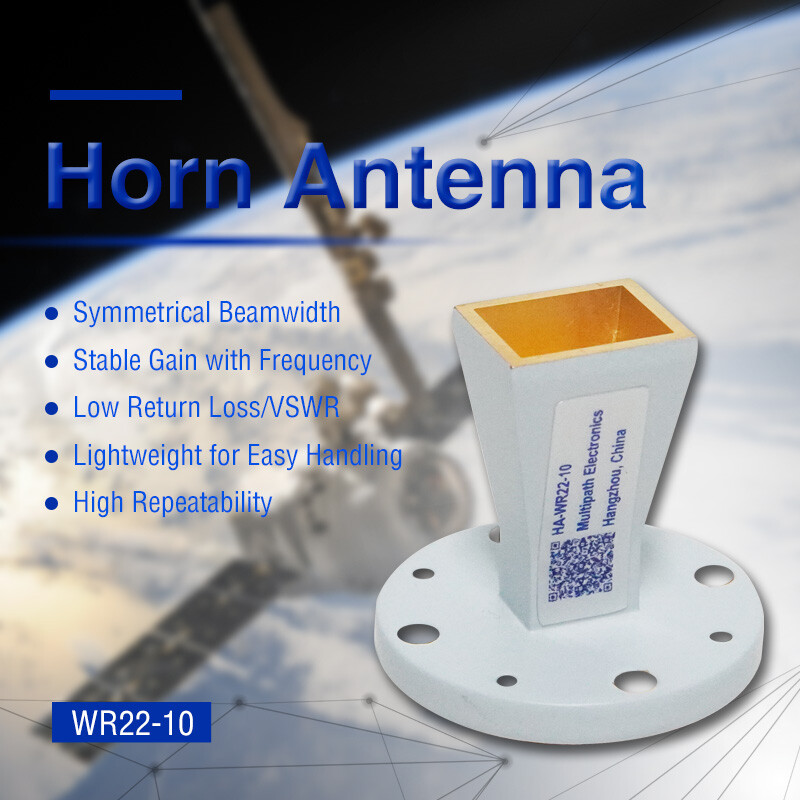 WR22 Standard Gain Horn Antenna, 32.9-50.1 GHz, 10–20 dBi Nominal 