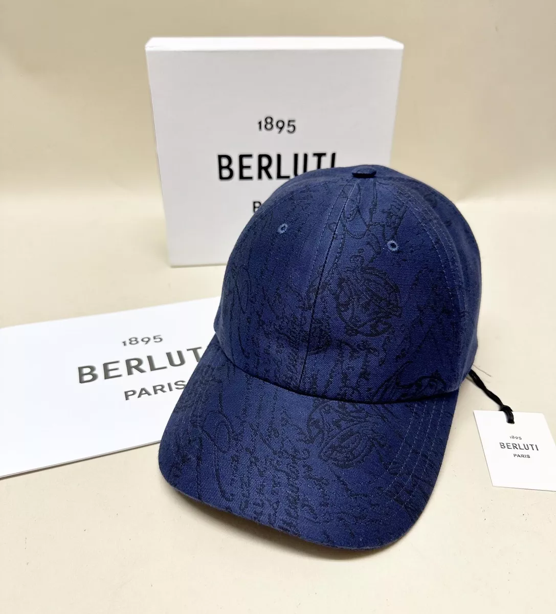 BERLUTI PARIS LUXURY SCRITTO BASEBALL CAP BLUE SIZE L NEW! AND UNWORN!