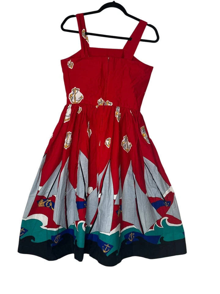 Vintage Sabino Dress Women Size 10 Beach Boat Vacation Y2K Dramatic Bright - Image 2 of 4