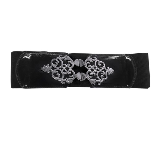 Women Ladies Black Elasticated Waist Belt Fashion Waistband Stretch Belt Gift - Picture 10 of 12